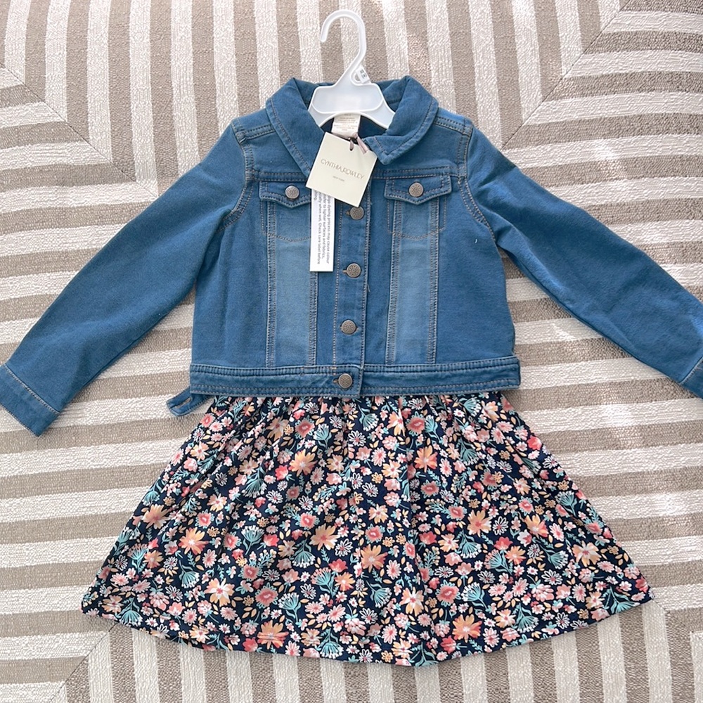 Cynthia Rowley Flower Dress and Denim Jacket 2-piece Set